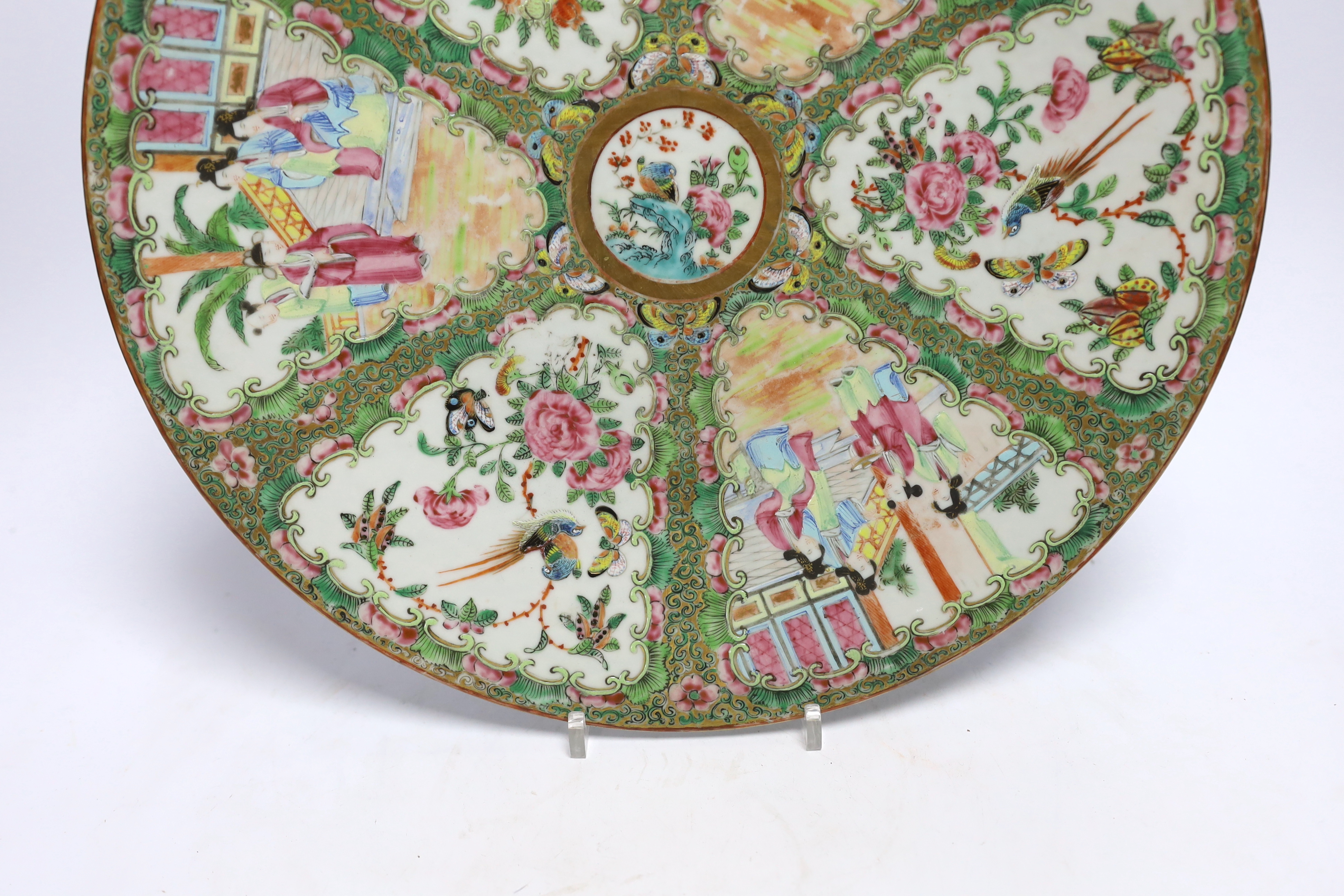 A Chinese famille rose dish, 19th century, 34cm in diameter